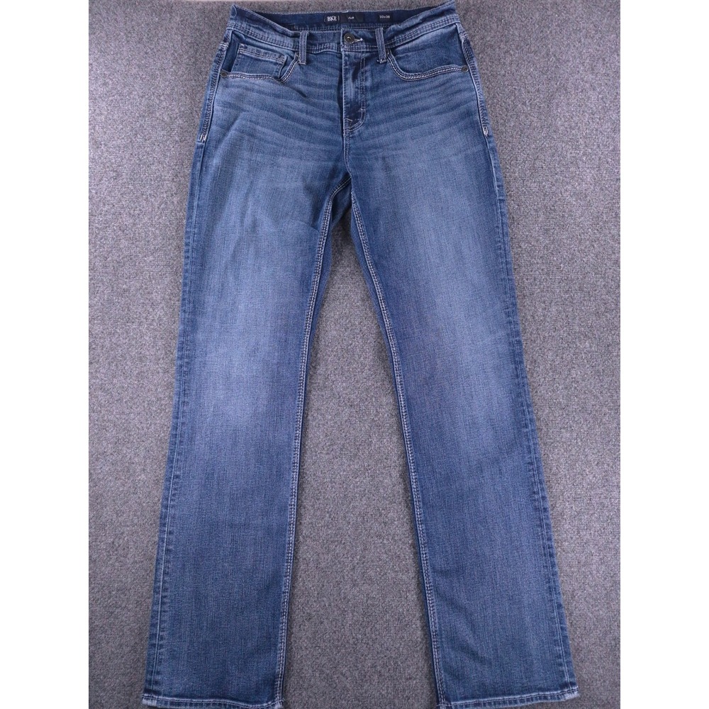 BKE Jake Straight Leg Jeans Mens 33x36 Medium Wash Blue Denim CoolMax Stretch